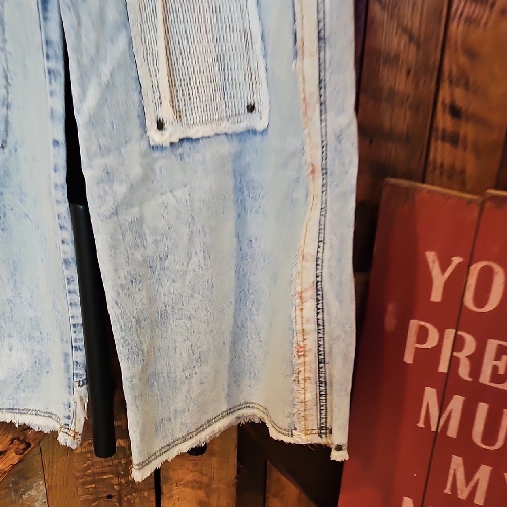 236 POL Distressed Light Blue Wide Leg Jeans - Picture 8 of 14